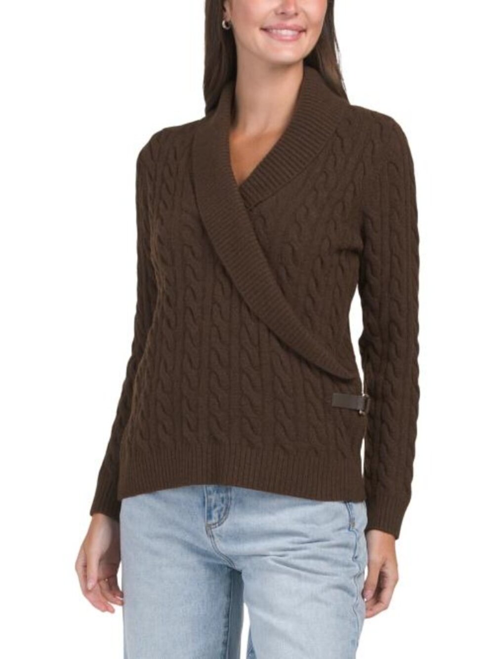 ANNE KLEIN Long Sleeve Shawl Wrap Sweater